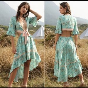 🔥NWT BESTSELLER🔥PRINT MINT GREEN BOHO DRESS.
